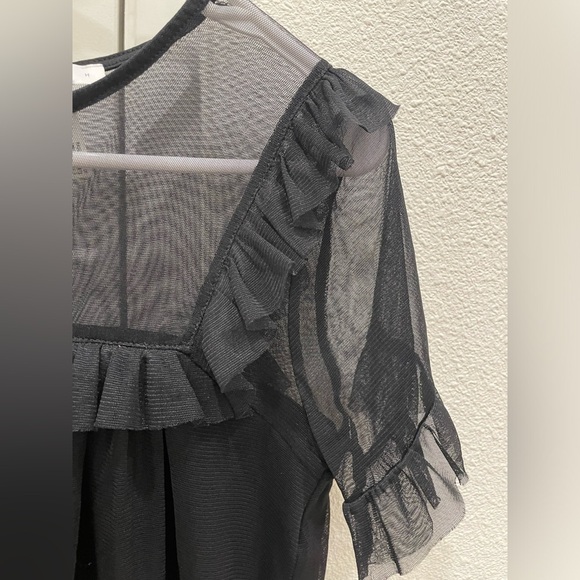 Leith Sheer Black Ruffle Blouse - Picture 2 of 5